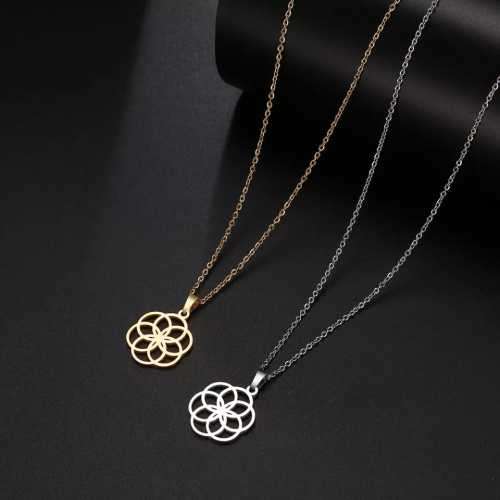 TITANIUM (NEVER FADE) "CIRCLES PENDANT" Necklace 45cm (SILVER ONLY)