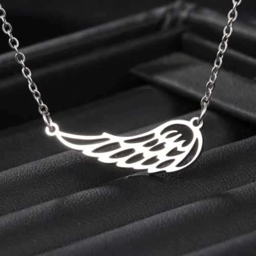 TITANIUM (NEVER FADE) `ANGEL WING` Necklace 45cm (Silver Only)