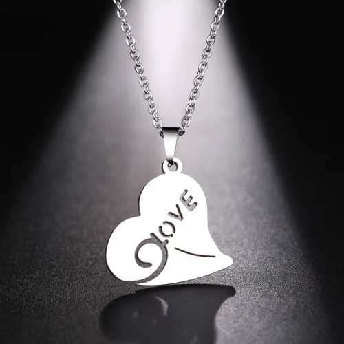 TITANIUM (NEVER FADE) LOVE HEART PENDANT Necklace 45cm (SILVER ONLY)
