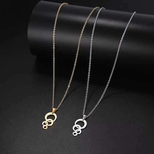 TITANIUM (NEVER FADE) FOUR CIRCLES PENDANT Necklace 45cm (SILVER ONLY)