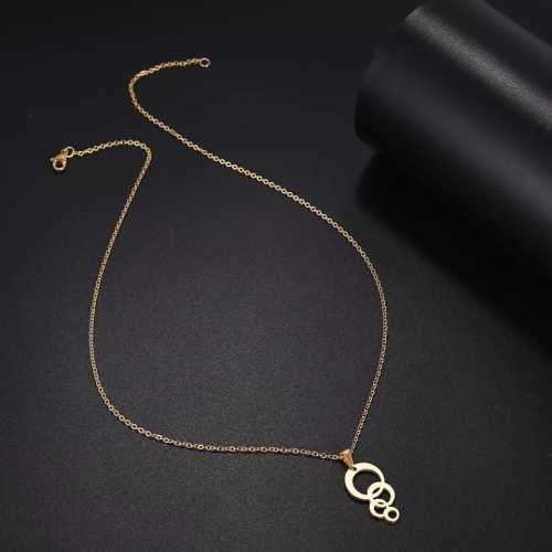 TITANIUM (NEVER FADE) FOUR CIRCLES PENDANT Necklace 45cm (SILVER ONLY)