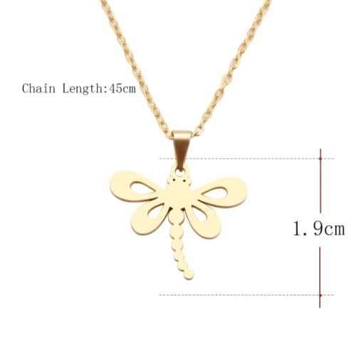 TITANIUM (NEVER FADE) DRAGONFLY PENDANT Necklace 45cm (SILVER ONLY)