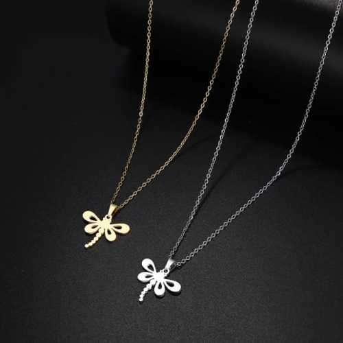 TITANIUM (NEVER FADE) DRAGONFLY PENDANT Necklace 45cm (SILVER ONLY)