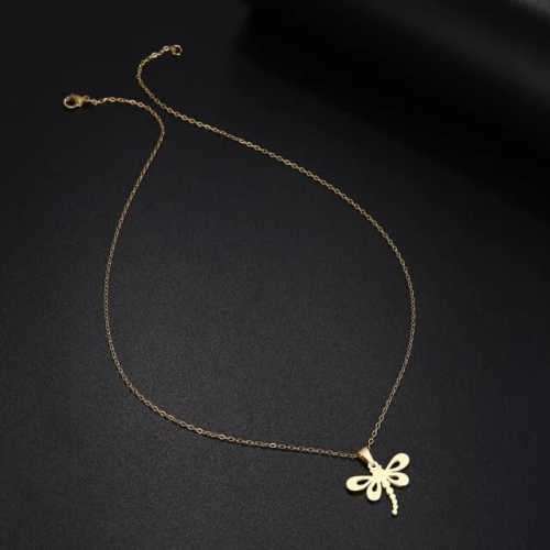 TITANIUM (NEVER FADE) DRAGONFLY PENDANT Necklace 45cm (SILVER ONLY)