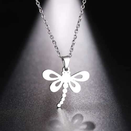 TITANIUM (NEVER FADE) DRAGONFLY PENDANT Necklace 45cm (SILVER ONLY)