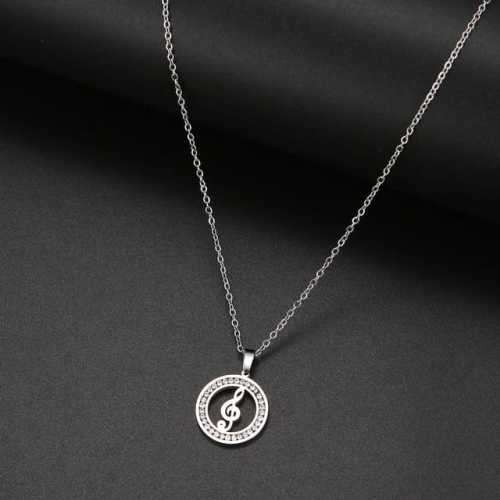 TITANIUM (NEVER FADE) MUSIC NOTE PENDANT Necklace 45cm (SILVER ONLY)