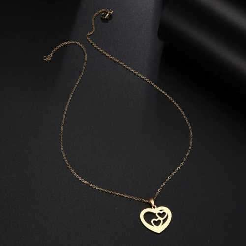 TITANIUM (NEVER FADE) TRIPLE HEARTS Necklace 45cm (SILVER ONLY)