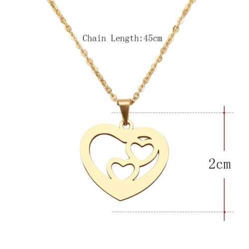 TITANIUM (NEVER FADE) TRIPLE HEARTS Necklace 45cm (SILVER ONLY)