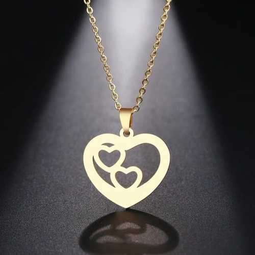 TITANIUM (NEVER FADE) TRIPLE HEARTS Necklace 45cm (SILVER ONLY)