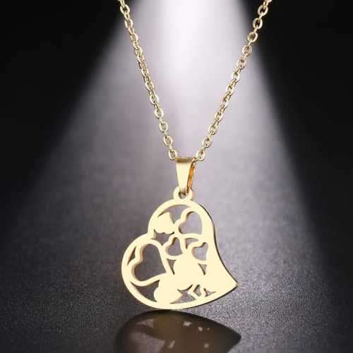 TITANIUM (NEVER FADE) HEARTS Necklace 45cm (SILVER ONLY)