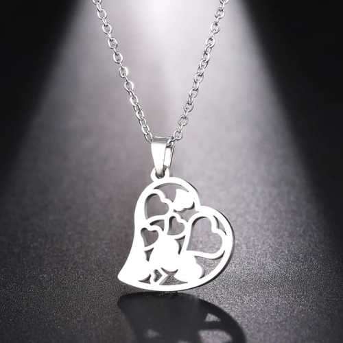 TITANIUM (NEVER FADE) HEARTS Necklace 45cm (SILVER ONLY)