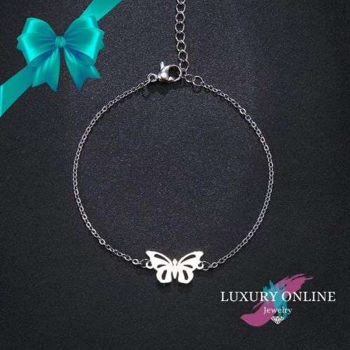 TITANIUM (NEVER FADE) BUTTERFLY Bracelet 20cm (SILVER ONLY)