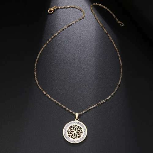 TITANIUM (NEVER FADE) "PATTERN" Necklace with Simulated Diamonds 45cm (SILVER ONLY)