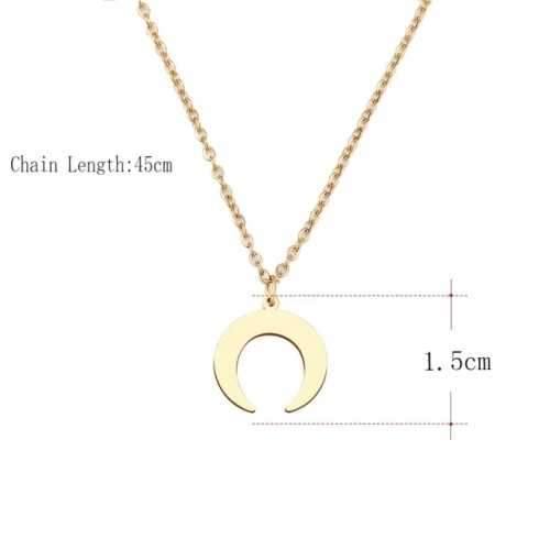 TITANIUM (NEVER FADE) "MOON CRESCENT" Necklace 45cm (SILVER ONLY)