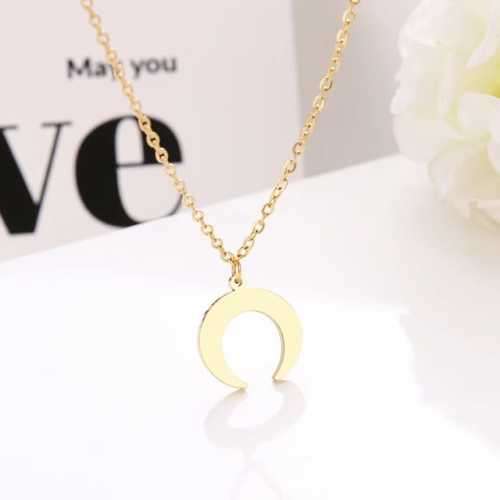 TITANIUM (NEVER FADE) "MOON CRESCENT" Necklace 45cm (SILVER ONLY)