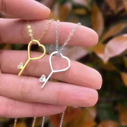Retail Price R999 TITANIUM ( NEVER FADE) `HEART KEY`  Necklace 45 cm (SILVER ONLY)