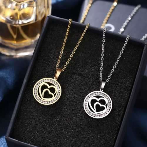 Retail Price R999 TITANIUM (NEVER FADE) DOUBLE HEART Necklace  45cm (SILVER ONLY)