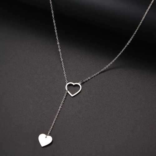 Retail Price R1099 TITANIUM (NEVER FADE) HOLLOW AND SOLID HEARTS Necklace  (SILVER ONLY)