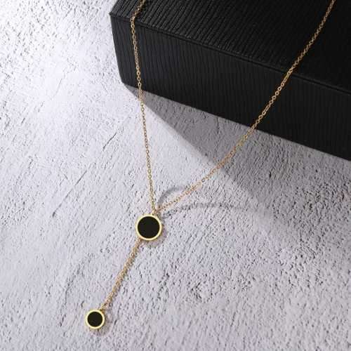 Retail Price R1099 TITANIUM (NEVER FADE) TWO BLACK STONES Necklace 45cm (SILVER ONLY)