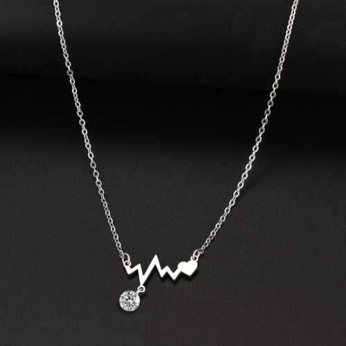 Retail Price R1299 TITANIUM (NEVER FADE) HEARTBEAT WITH HEART Necklace 45cm (SILVER ONLY)