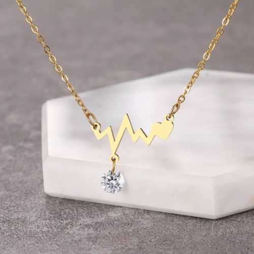 Retail Price R1299 TITANIUM (NEVER FADE) HEARTBEAT WITH HEART Necklace 45cm (SILVER ONLY)
