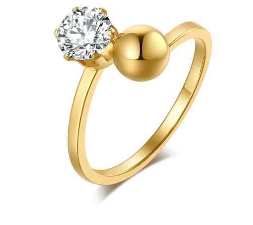 Retail Price R1349 TITANIUM (NEVER FADE) GOLD Ring with Simulated Diamond SIZE 7 US