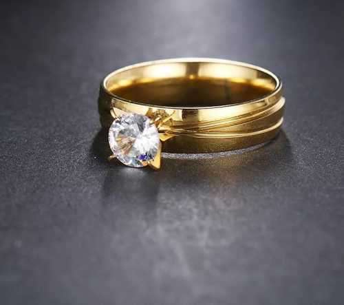 Retail Price R1449 TITANIUM (NEVER FADE) GOLD Ring with Simulated Diamond SIZE 7 US