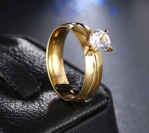 Retail Price R1449 TITANIUM (NEVER FADE) GOLD Ring with Simulated Diamond SIZE 7 US