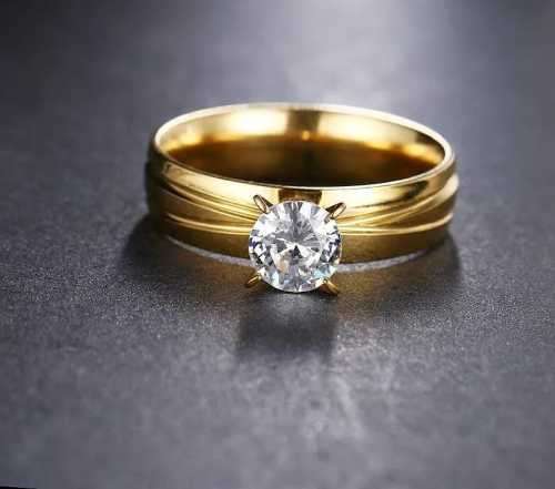 Retail Price R1449 TITANIUM (NEVER FADE) GOLD Ring with Simulated Diamond SIZE 7 US