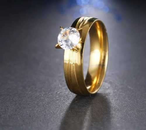 Retail Price R1449 TITANIUM (NEVER FADE) GOLD Ring with Simulated Diamond SIZE 7 US