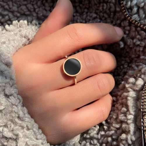 Retail Price R1449 TITANIUM (NEVER FADE) SILVER Ring with Black Stone SIZE 8 US