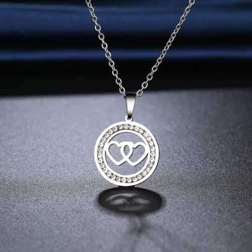 Retail Price R999 TITANIUM (NEVER FADE) TWO HOLLOW HEARTS Necklace 45 cm (SILVER ONLY)