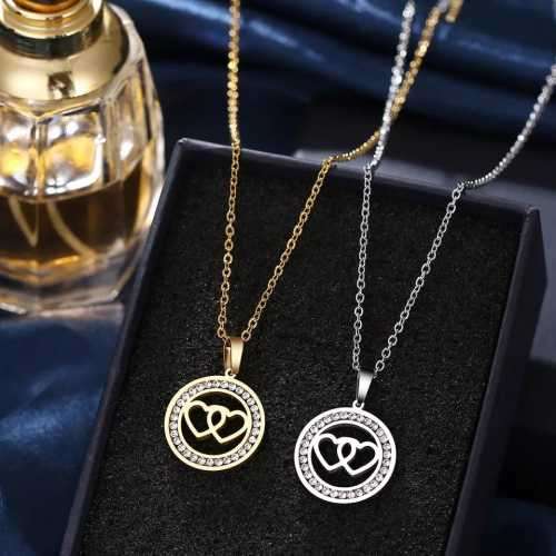 Retail Price R999 TITANIUM (NEVER FADE) TWO HOLLOW HEARTS Necklace 45 cm (SILVER ONLY)