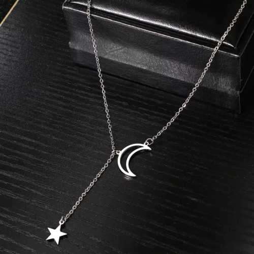 Retail Price R1099 TITANIUM (NEVER FADE) HOLLOW MOON AND STAR Necklace 45cm (SILVER ONLY)