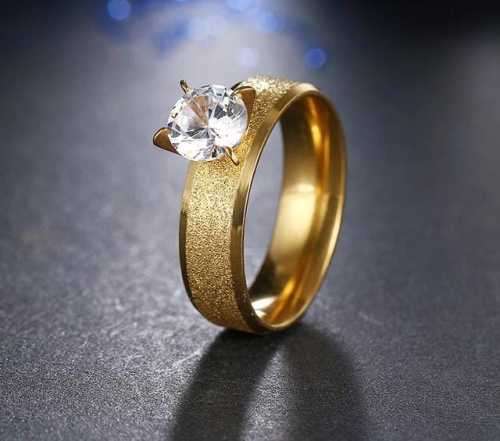 Retail Price R1449 TITANIUM (NEVER FADE) FROSTED GOLD Ring with Simulated Diamond SIZE 9 US