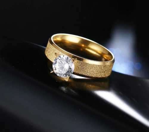 Retail Price R1449 TITANIUM (NEVER FADE) FROSTED GOLD Ring with Simulated Diamond SIZE 9 US