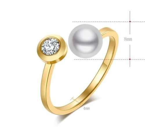 Retail Price R1499 TITANIUM (NEVER FADE) GOLD DIAMOND AND PEARL Ring (SIZE 8 US)