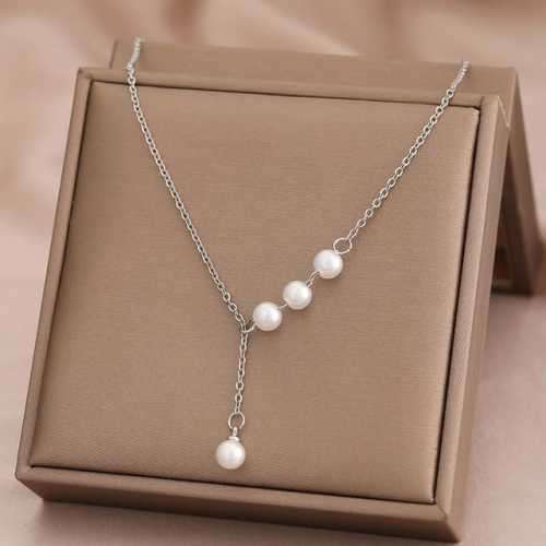 Retail Price R1299 TITANIUM (NEVER FADE) FOUR PEARLS Necklace 45cm (SILVER ONLY)
