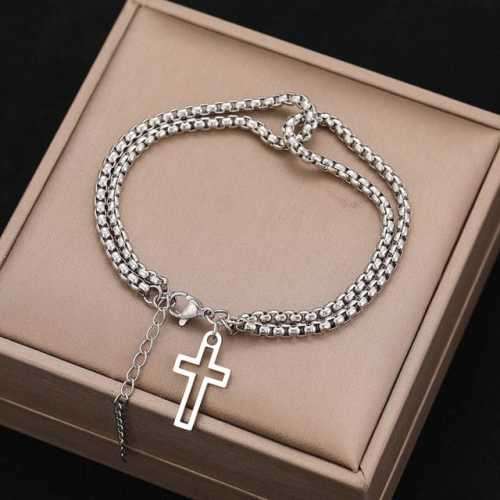 Retail Price R1399 TITANIUM (NEVER FADE) HOLLOW CROSS Bracelet 20cm (SILVER ONLY)