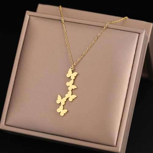 Retail Price R1099 TITANIUM (NEVER FADE) FIVE BUTTERFLIES Necklace 45cm (SILVER ONLY)