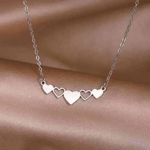 Retail Price R1399 TITANIUM (NEVER FADE) FIVE HEARTS Necklace 45cm (SILVER ONLY)