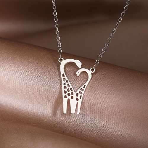 Retail Price R1299 TITANIUM (NEVER FADE) GIRAFFE HEART Necklace 45cm (SILVER ONLY)