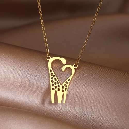 Retail Price R1299 TITANIUM (NEVER FADE) GIRAFFE HEART Necklace 45cm (SILVER ONLY)