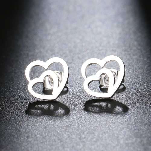 Retail Price R599 TITANIUM (NEVER FADE) SILVER DOUBLE HEART Earrings