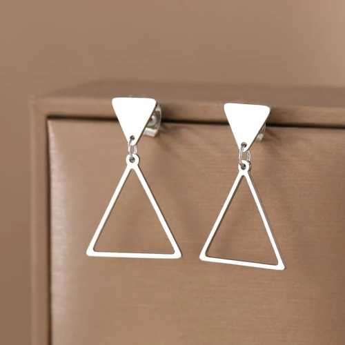 Retail Price R599 TITANIUM (NEVER FADE) SILVER TRIANGLE Earrings