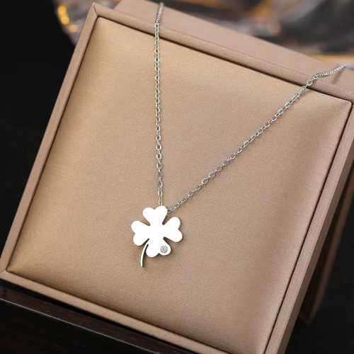 Retail Price R1499 TITANIUM (NEVER FADE) SILVER CLOVER with DIAMOND Necklace 45cm