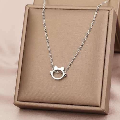 Retail Price R1399 TITANIUM (NEVER FADE) SILVER CUTE HOLLOW CAT Necklace 45cm