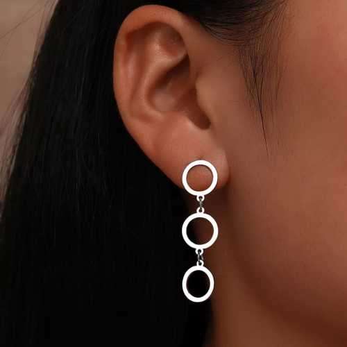 Retail Price R599 TITANIUM (NEVER FADE) SILVER THREE CIRCLES EARRINGS