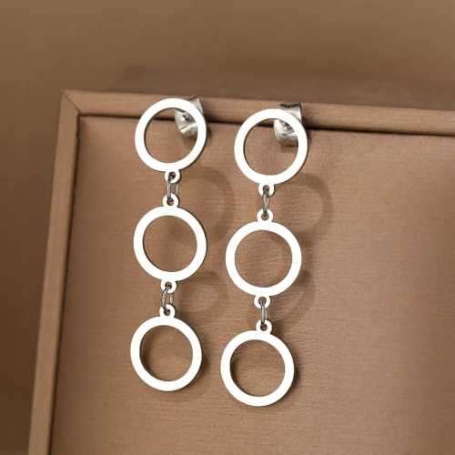 Retail Price R599 TITANIUM (NEVER FADE) SILVER THREE CIRCLES EARRINGS