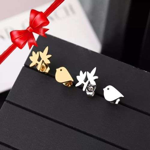 Retail Price R599 SILVER BIRD & LEAF Earrings TITANIUM (NEVER FADE)